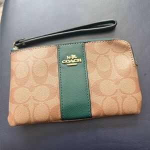 Coach Wristlet w/ Green Stripe